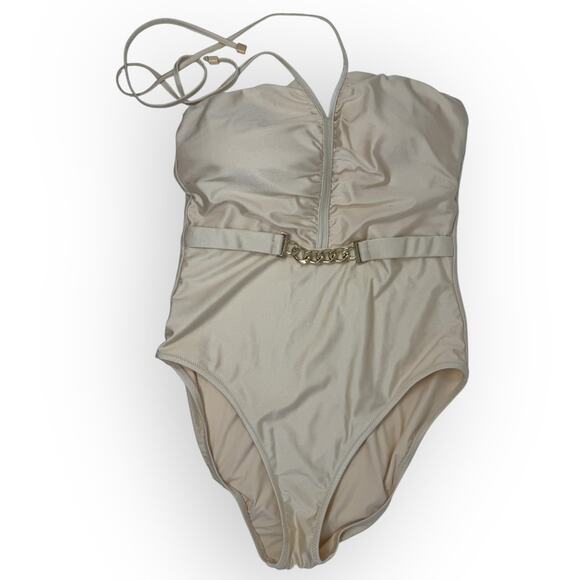 L'Agence Leila Belted Halter One-Piece Swimsuit Size XL - Picture 4 of 12